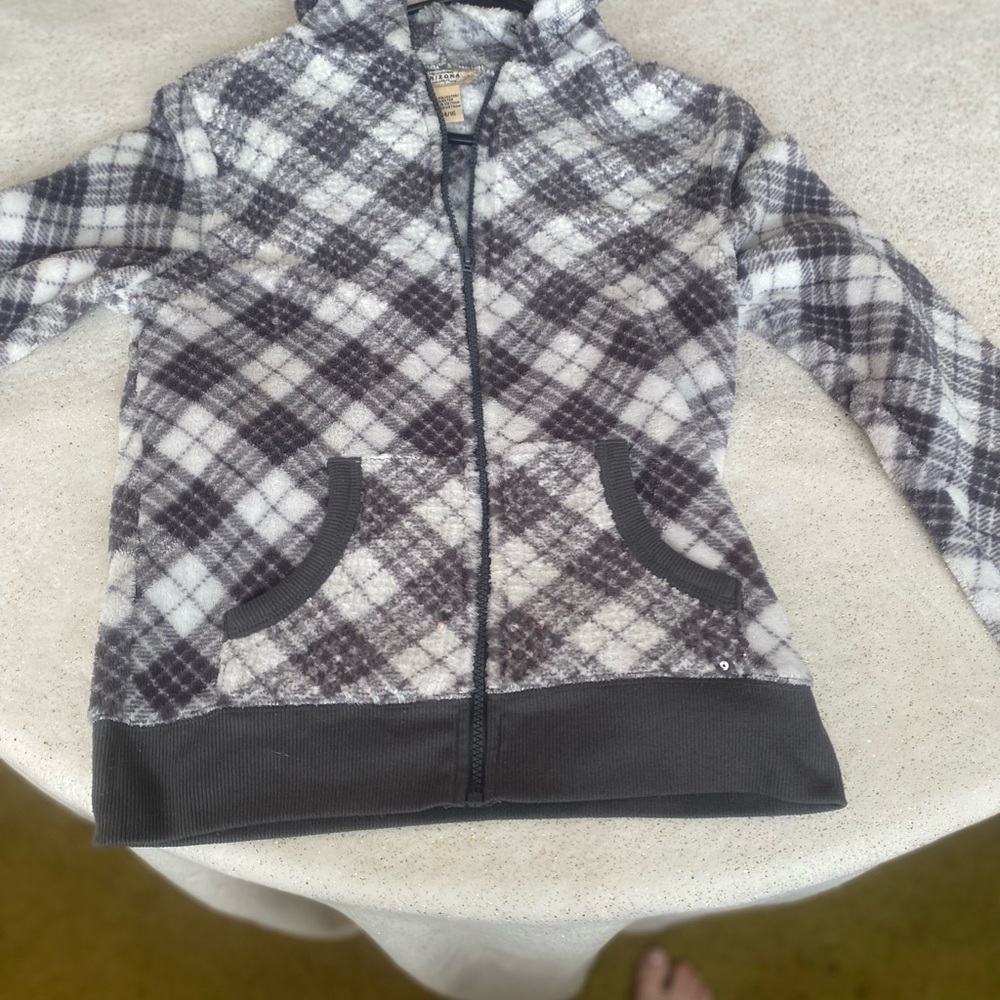 Plaid Kids Hoodie - Black and White